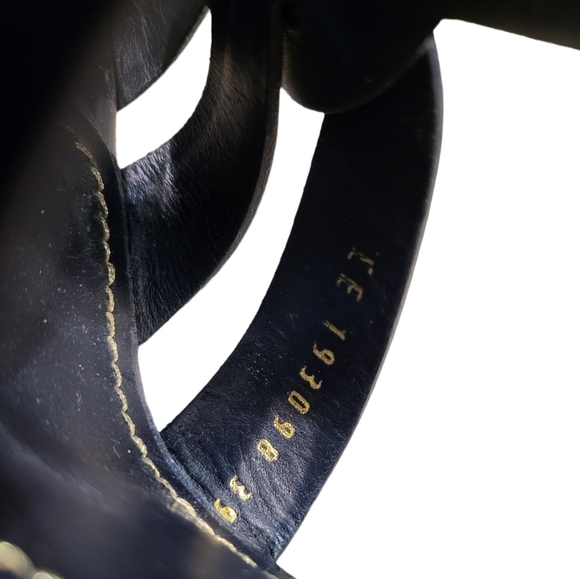 SAINT LAURENT NAVY TRIBUTE PLATFORM SANDALS IN PATENT LEATHER Size 39.5 - Picture 10 of 10